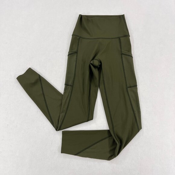 Aerie Offline XS Goals High Waisted Pocket Legging Olive Green Mesh Extra Small - Picture 5 of 16